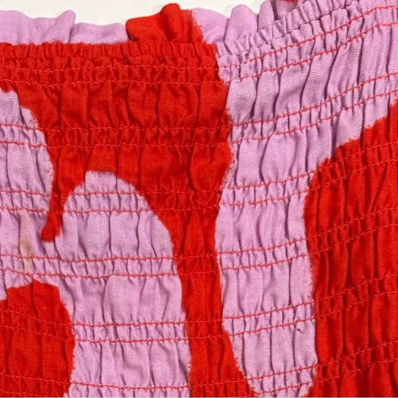 Smocked Babydoll Tank Top Pink Red Floral Boho Flowy Summer 1X Plus Ava & Viv - Picture 5 of 8